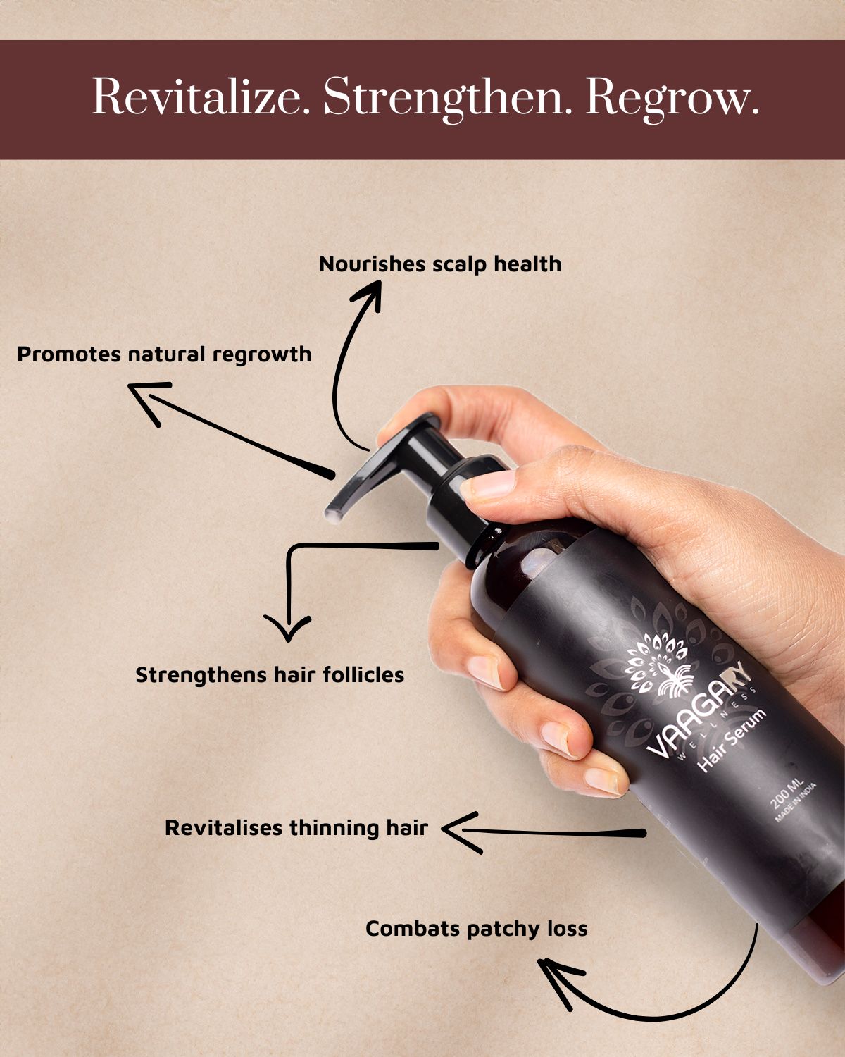 100% Natural Hair Regrowth Serum - No Sulphates. No Parabens. No Silicones