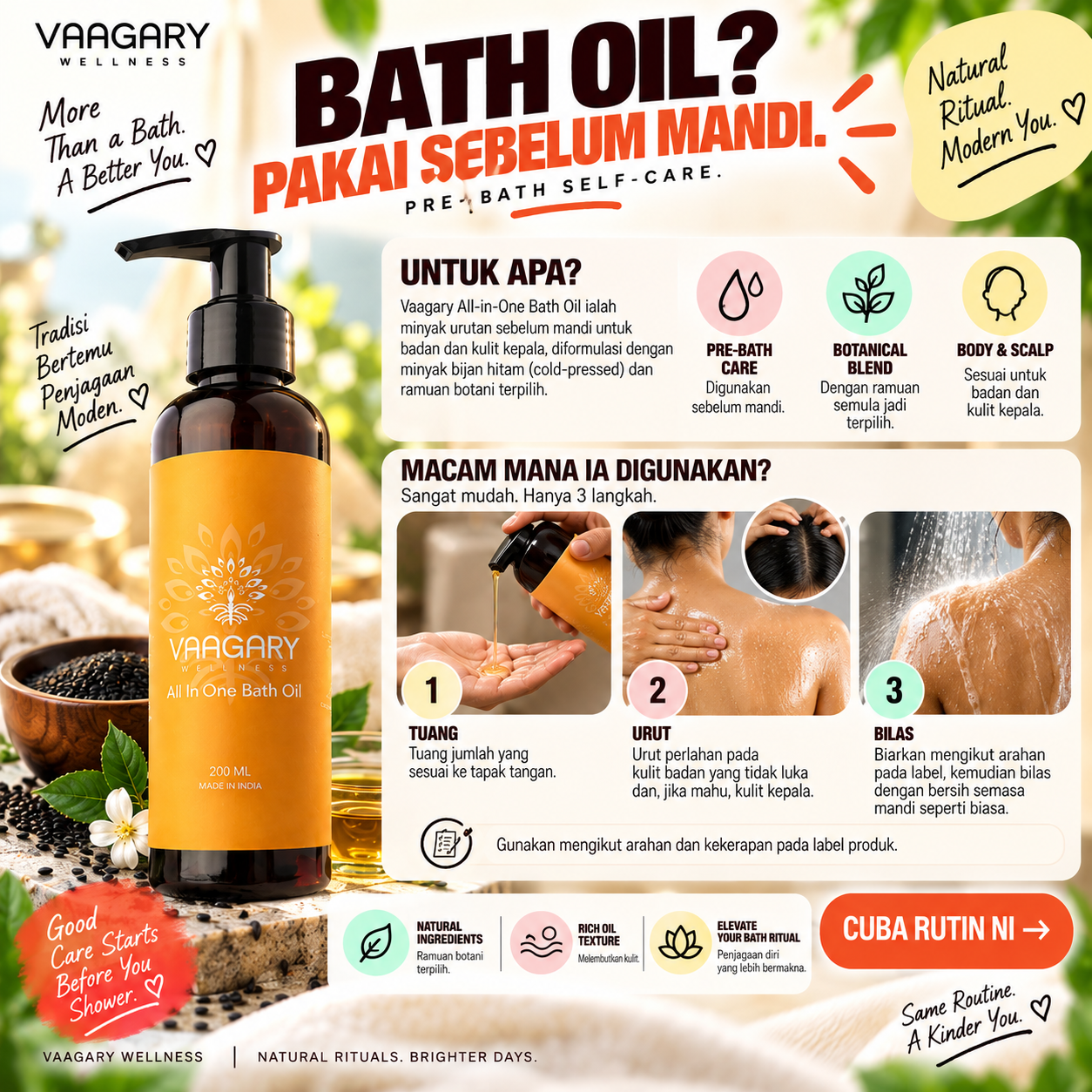 Vaagary Wellness All in One Bath Oil